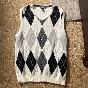 Method men’s sweater vest large white gray black 100% cotton office preppy